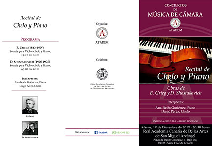 PROGRAMA -  - 18 de diciembre 2018, Recital de Chelo y Piano