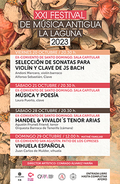 20 de octubre 2023, XXI Festival de Música Antigua de La Laguna 2023, SELECCIÓN DE SONATAS PARA VIOLÍN Y CLAVE DE JS BACH